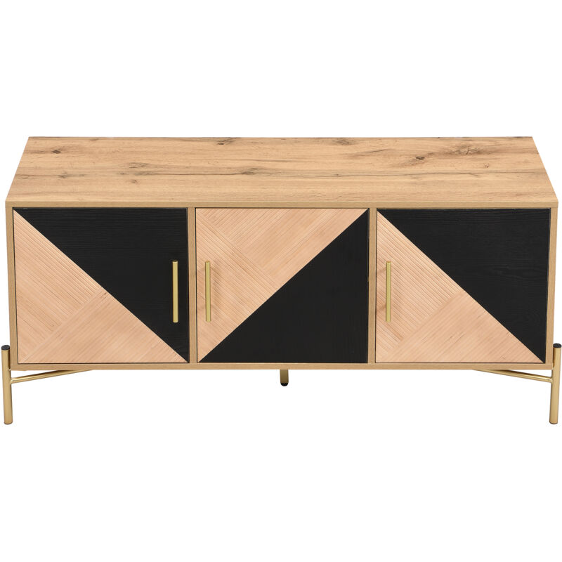 Liberté - Meuble tv 123,5x35x58 cm, mdf, trois portes, bois et noir