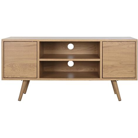 Meuble TV en bois MDF naturel et métal - Longueur 120 x Profondeur 40 x hauteur 57 cm -PEGANE-