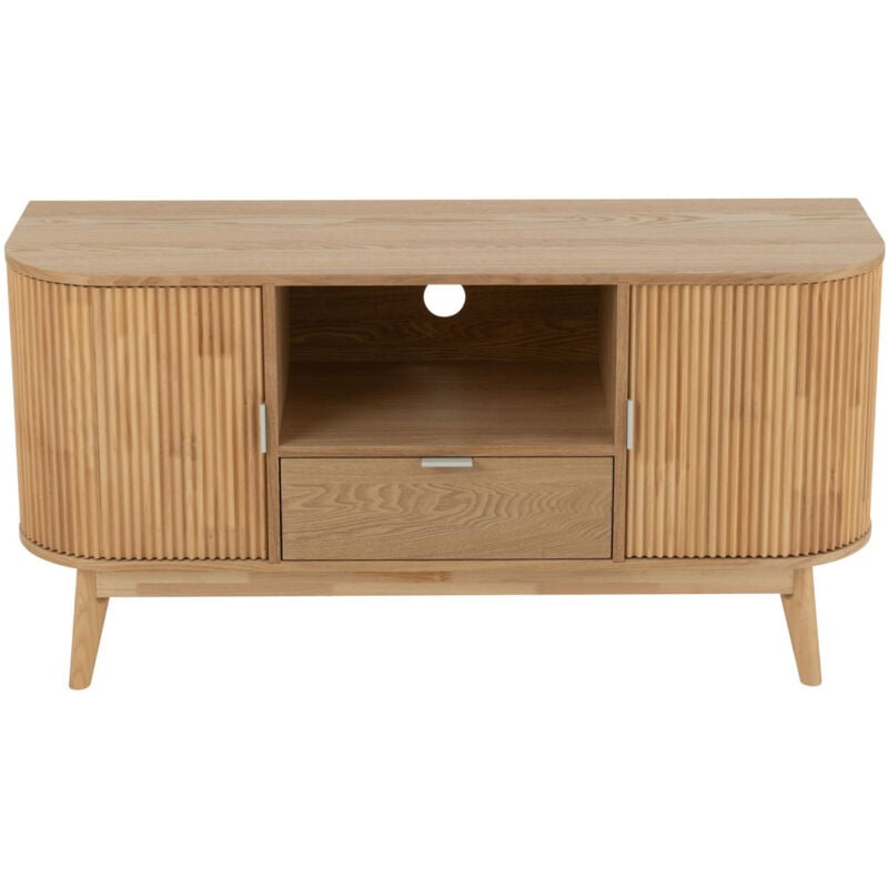 Hellin - Meuble tv en bois naturel 2 portes 1 tiroir 1 niche - origami