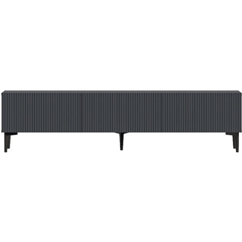 Meuble TV en bois "Oscar" - 180 x 31 x 45 cm - Gris anthracite