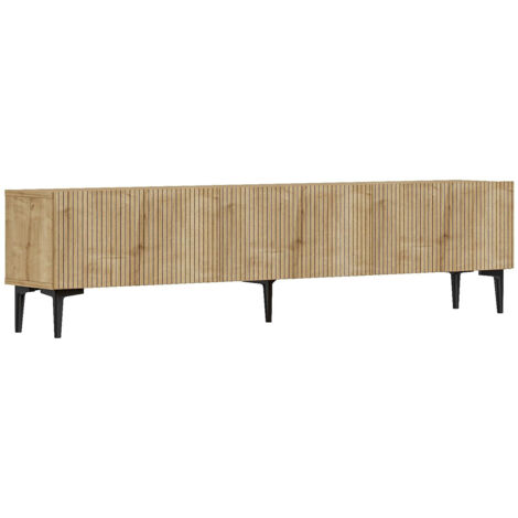 Meuble TV en bois "Oscar" - 180 x 31 x 45 cm - Marron clair