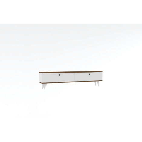 Meuble TV en bois "Parlak" - 160 x 25 x 40 cm - Blanc