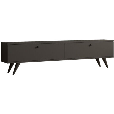 Meuble TV en bois "Parlak" - 160 x 25 x 40 cm - Gris anthracite