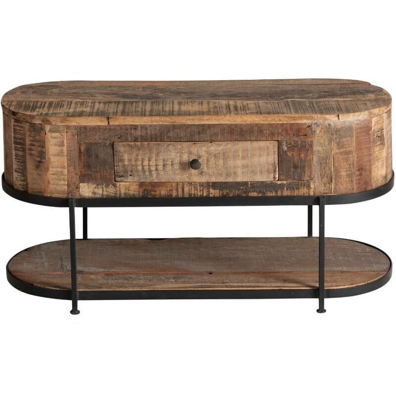 made in meubles - meuble tv en bois recyclé vicky - bois foncé