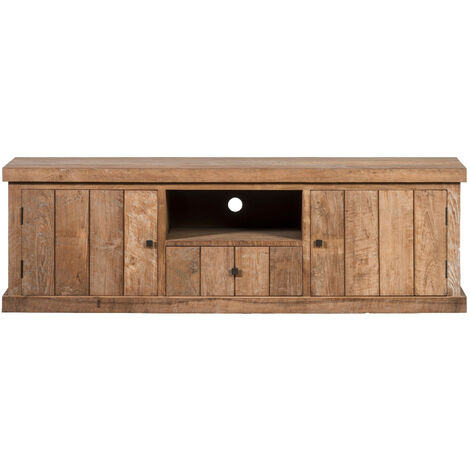 Meuble TV en bois recyclé 2 portes 1 tiroirs 1 niche - LINAS