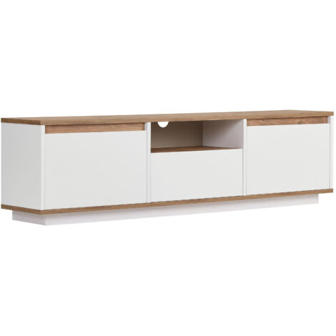 Meuble TV en bois "Sentinel" - 160 x 30 x 42 cm - Blanc