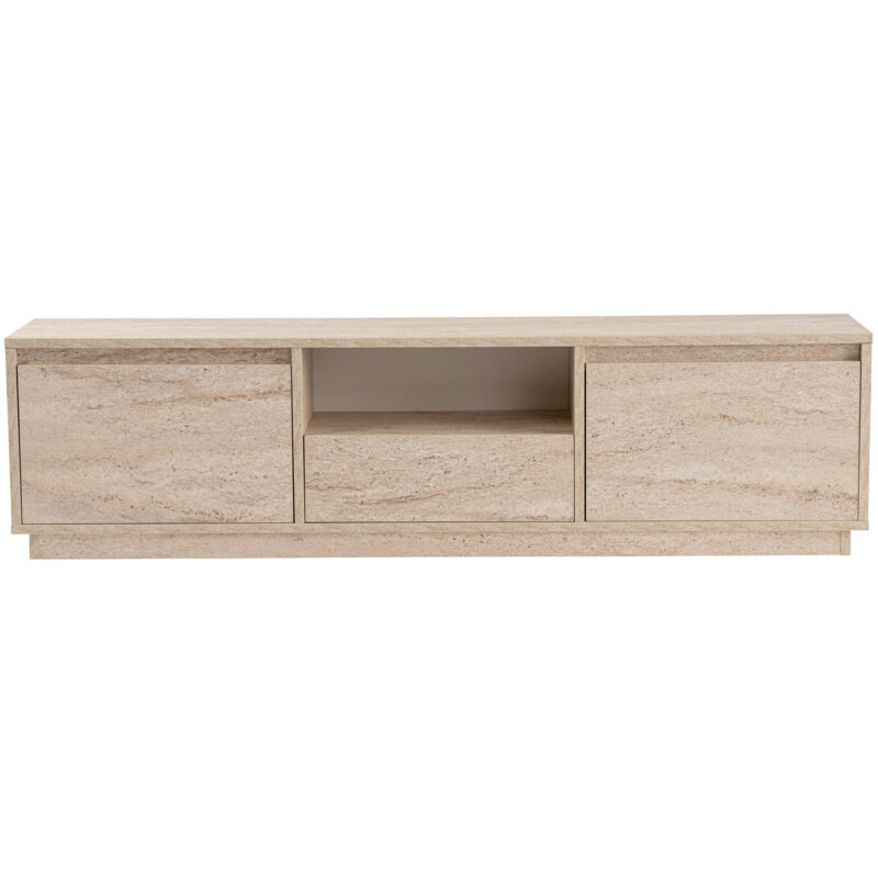 HANAH HOME Meuble TV en bois Vanguard - 160 x 29 x 42 cm - Travertin