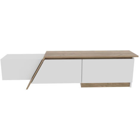 Meuble TV en bois "Zonas" - 180 x 35 x 28 cm - Blanc