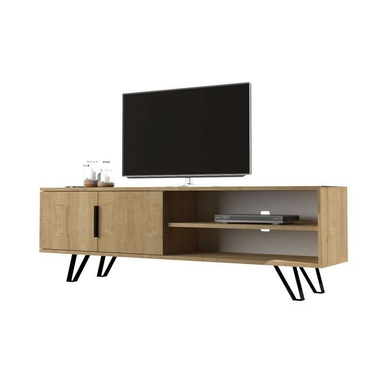 Argonauta Italia - Meuble TV en chêne avec détails en fonte 160x35xh.49 cm