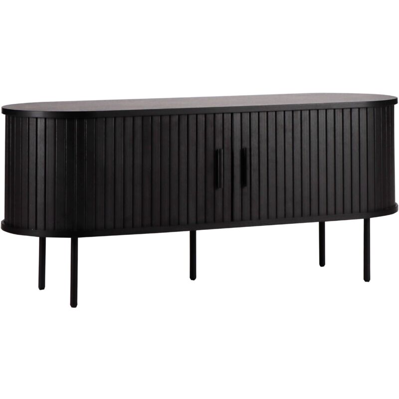 Oviala - Meuble tv en mélaminé et acier 120 cm noir