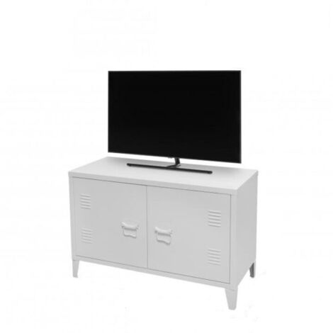 Meuble TV En Métal Industriel Blanc Five