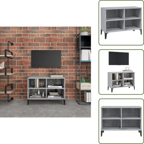 Meuble tv en métal - vidaXL Meuble TV avec pieds en métal Sonoma gris 69,5x30x50 cm - Meuble tv avec 4 compartiments