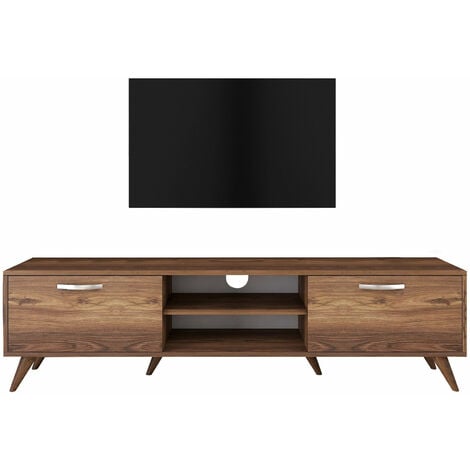 HANAH HOME Meuble TV en Noyer, Spacieux avec Étagères, 180x48,6x35 cm, Pour Salon ou Salle de Séjour