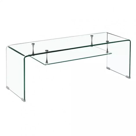 Meuble TV en verre trempé 126 cm – Étagère suspendue vitrée – Plateau inférieur 79.5 cm – Résistance 40 kg – Design moderne – Meubletmoi