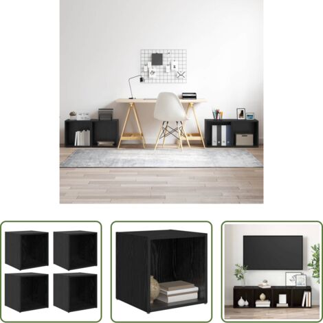 Meuble tv -  Ensemble meuble TV Montage mural 4 pcs Noir 37 x 35 x 37,5 cm