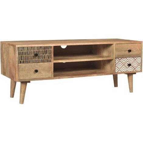 Meuble TV épuré en bois clair pour salon chic - Bois naturel blanc