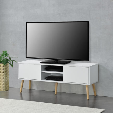Meuble TV Eskilstuna 120 x 30 x 47 cm Blanc [en.casa]