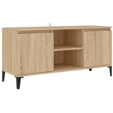 Meuble TV, Étagère TV, Meuble de Salon, avec pieds en métal Chêne sonoma 103,5x35x50 cm OIB9721E