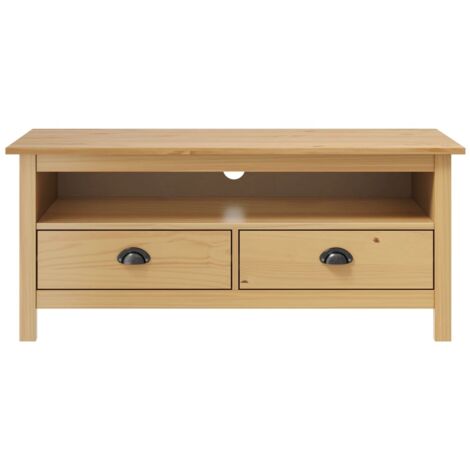 Meuble TV, Étagère TV, Meuble de Salon, Hill Range Marron miel 110x40x47cm Bois de pin solide OIB1364E