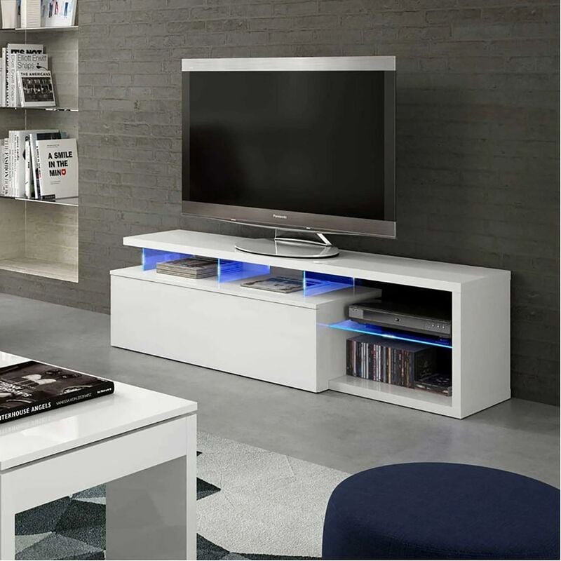 Lúzete - meuble télé blue tech preston - Blanc brillant