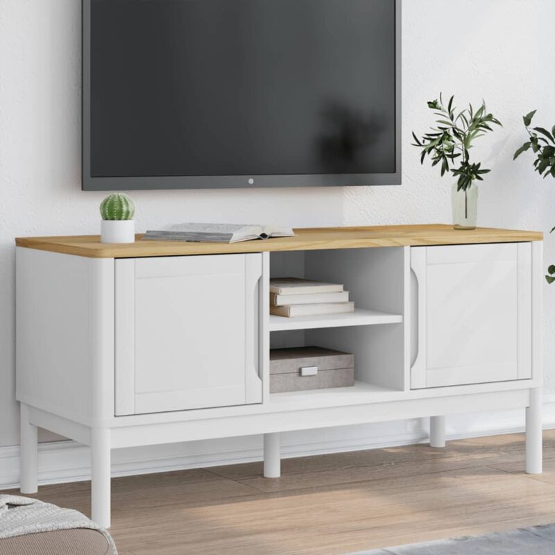 Vidaxl - Meuble tv floro blanc 114x43x55 cm bois massif de pin