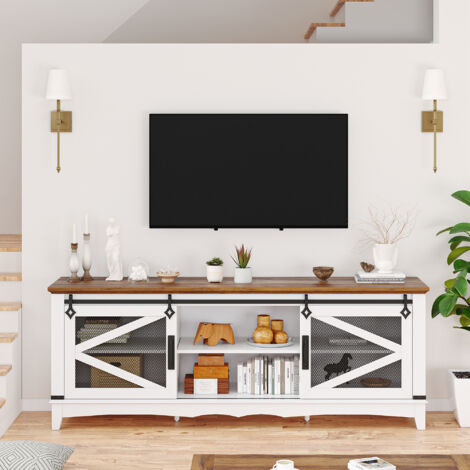 Meuble TV grand avec 2 portes, étagères réglables pour salon, salle à manger, maison de campagne,168x71x40cm