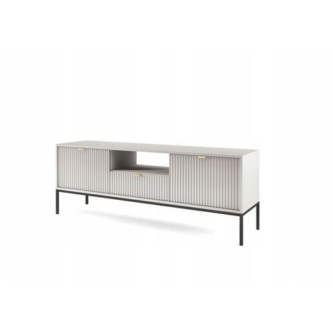 Meuble TV Gris 154x56x39cm NOEMIE meuble Hi-fi commode TV sur pied