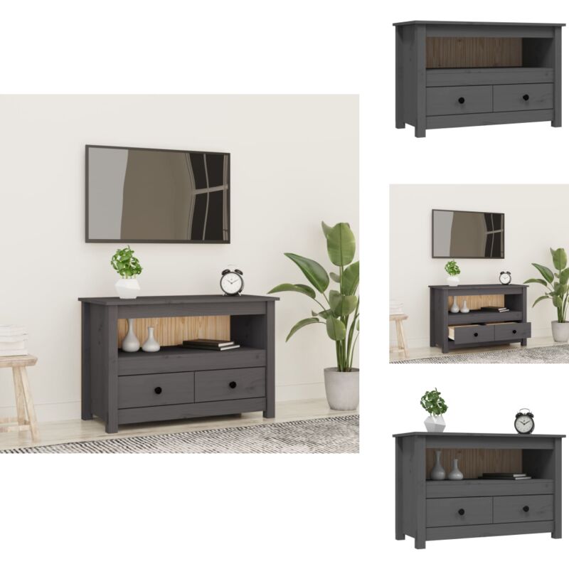 Vidaxl - Meuble tv Gris 79x35x52 cm Bois de pin massif - Meubles Tv - Meuble Tv - Support Tv - Unité Tv - Meuble Tv Bois