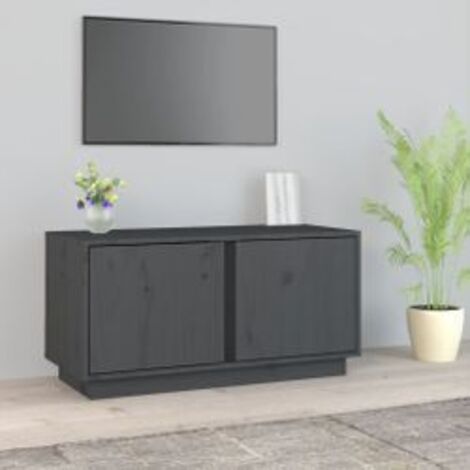 Meuble TV Gris 80x35x40,5 Bois de pin massif