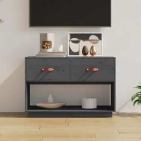Meuble TV Gris 90x40x60 Bois de pin massif
