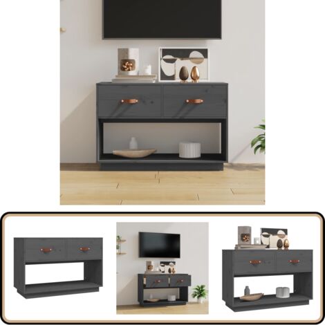 Meuble TV Gris 90x40x60 cm Bois de pin massif - Meubles Tv - Meuble Tv - Support Tv - Unité Tv - Bois De Pin