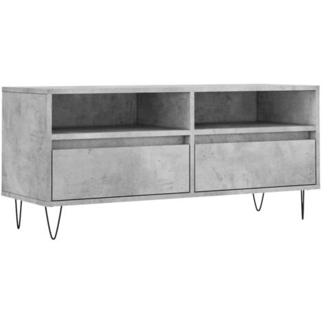 Meuble TV gris béton 100x34,5x44,5 bois d'ingénierie