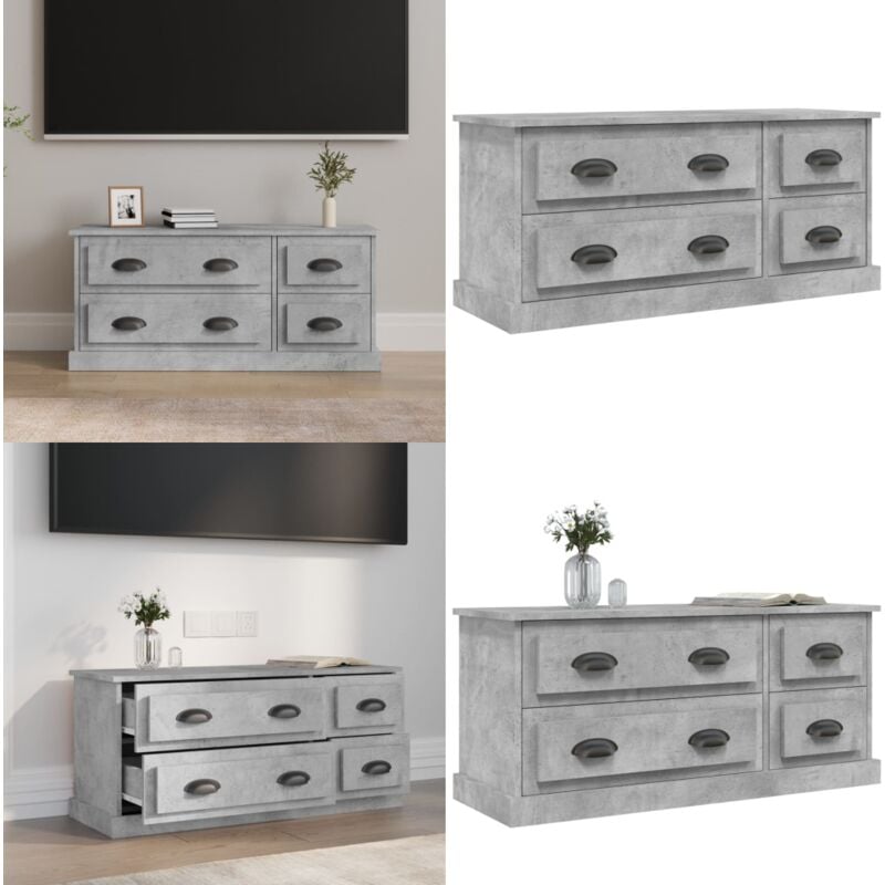 Vidaxl - Meuble tv gris béton 100x35,5x45 cm bois d'ingénierie - Meuble Tv - Meuble Salon - Support Tv - Unité Tv - Meuble Gris - Home & Living