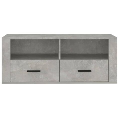 Meuble TV Gris béton 100x35x40 Bois d'ingénierie