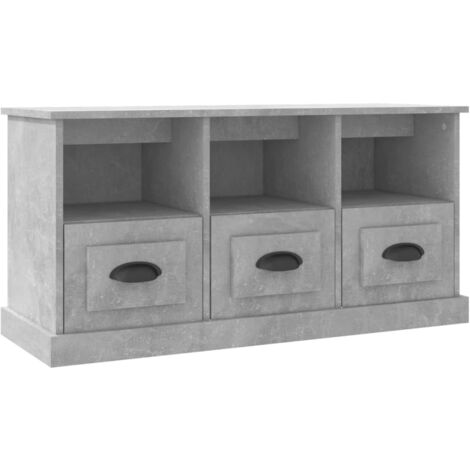Meuble TV gris béton 100x35x50 bois d'ingénierie