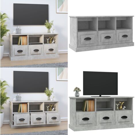 Meuble TV gris béton 100x35x50 cm bois d'ingénierie - Meubles Tv - Meuble Tv - Support Tv - Unité Tv - Meuble Salle Séjour - Home & Living