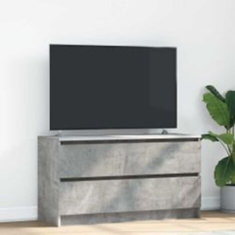 Meuble TV gris béton 100x35x54 bois d'ingénierie