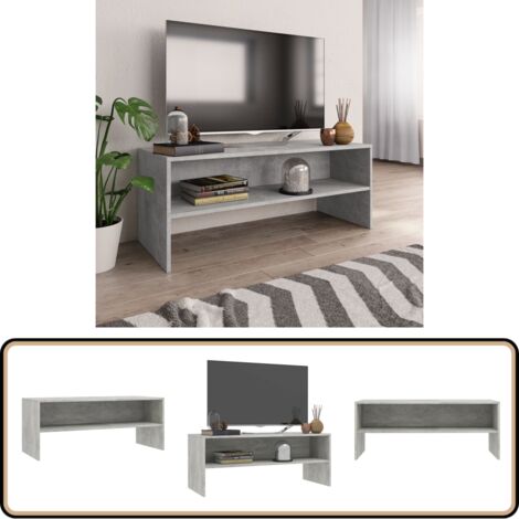 Meuble TV Gris béton 100x40x40 cm Bois d’ingénierie - Meuble Tv - Meuble Tv Gris - Meuble Tv Moderne - Meuble Tv Industriel - Unité Tv