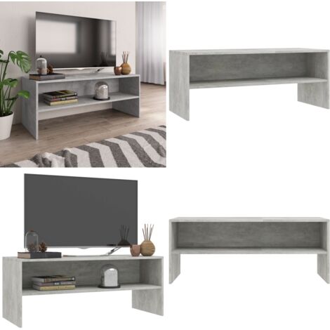 Meuble TV Gris béton 100x40x40 cm Bois d’ingénierie - Meuble Tv - Meuble Tv Gris - Meuble Tv Moderne - Meuble Tv Industriel - Unité Tv - Home & Living