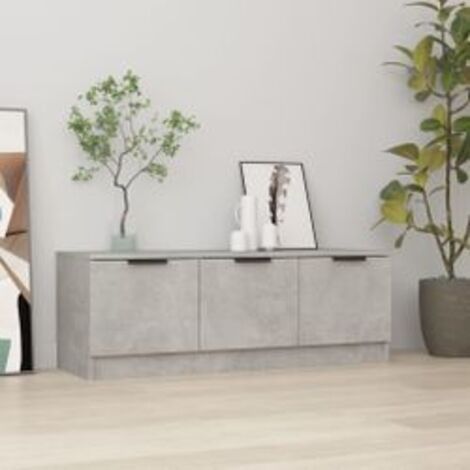 Meuble TV Gris béton 102x35x36,5 Bois d'ingénierie