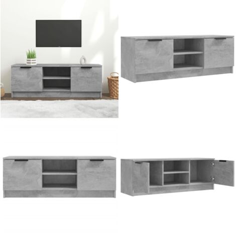 Meuble TV Gris béton 102x35x36,5 cm Bois d'ingénierie - Meuble Tv - Meuble Téléviseur - Support Tv - Unité Tv - Meuble Gris - Home & Living
