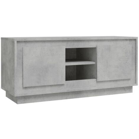 Meuble TV gris béton 102x35x45 bois d'ingénierie