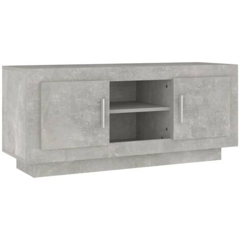Meuble TV gris béton 102x35x45 bois d'ingénierie