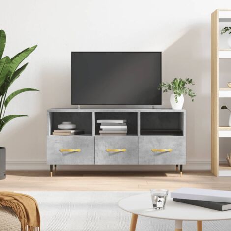 Meuble TV gris béton 102x36x50 cm bois d'ingénierie vidaXL