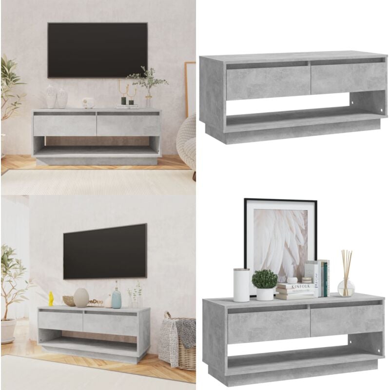 Vidaxl - Meuble tv gris béton 102x41x44 cm bois d'ingénierie - Meubles Tv - Meuble Tv - Buffet - Meuble Stereo - Rangement Tv - Home & Living