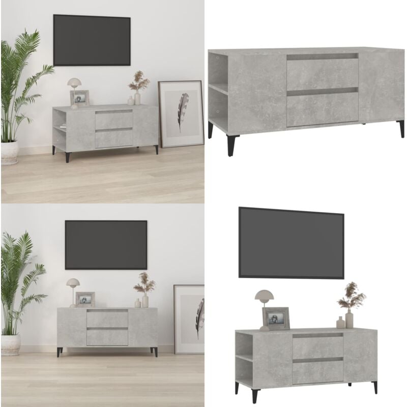 Vidaxl - Meuble tv Gris béton 102x44,5x50 cm Bois d'ingénierie - Meubles Tv - Meuble Tv Gris - Meuble Tv Industriel - Meuble Tv Rangement - Support