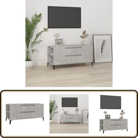 Meuble TV Gris béton 102x44,5x50 cm Bois d'ingénierie - Meubles Tv - Meuble Tv Gris - Meuble Tv Industriel - Meuble Tv Rangement - Support Tv
