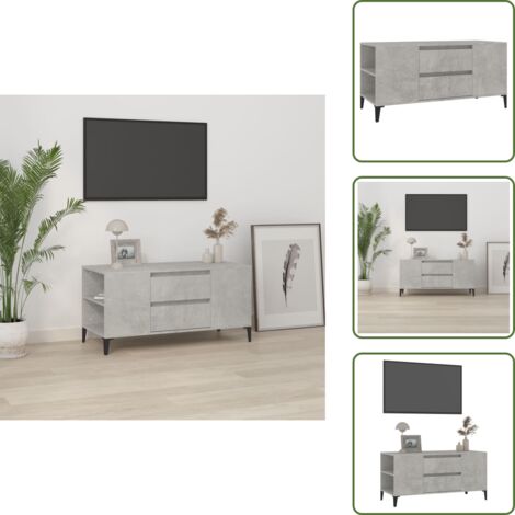 Meuble TV Gris béton 102x44,5x50 cm Bois d'ingénierie - Meubles Tv - Meuble Tv Gris - Meuble Tv Industriel - Meuble Tv Rangement - Support Tv