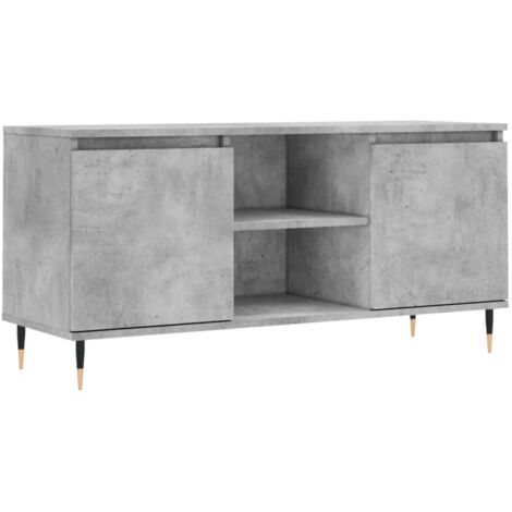 Meuble TV gris béton 104x35x50 bois d'ingénierie