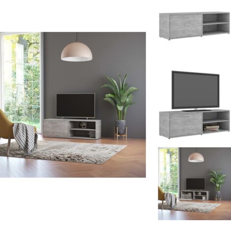 Meuble TV Gris béton 120x34x37 cm Bois d’ingénierie - Meuble Tv - Meuble Téléviseur - Support Tv - Rangement Media - Armoire Hifi